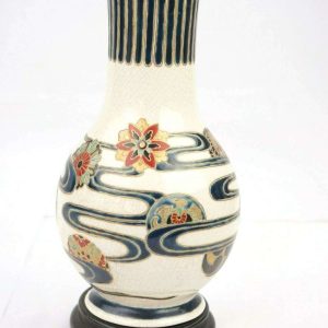 Japanese Imperial Satsuma Gosu Blue Signed Vase 8 1/2 Inches Height