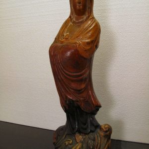 Figurine en céramique bizen antique et très grande japonaise de Kwannon
