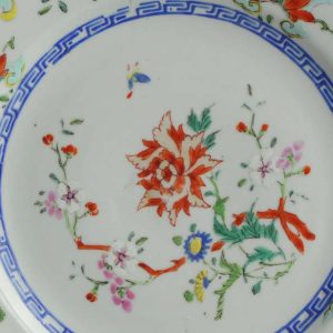 Ca 1800 Chinese Porcelain Plate Famille Rose Flowers Qing Antique