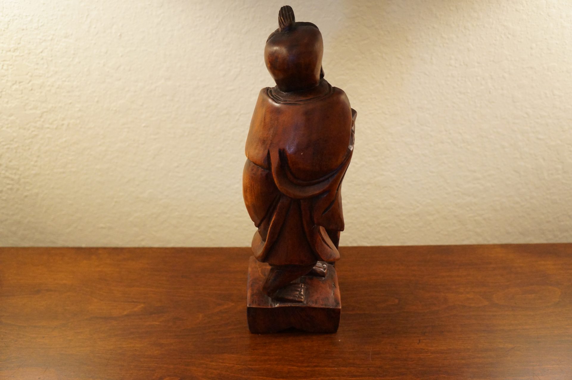 c1920 Vintage Wooden Chinese Carving of a Fisherman and a Boy