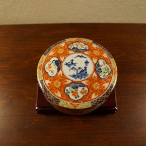 Vintage Japanese Porcelain Box, Beautiful Flowers and Landscape Decoration