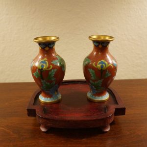Antique Chinese Cloisonne enamel & Brass Vase (Pair)