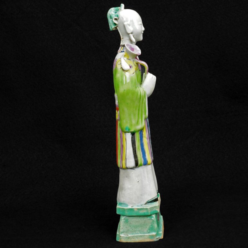 Chinese 18th C Famille Rose Polychrome Female Figure