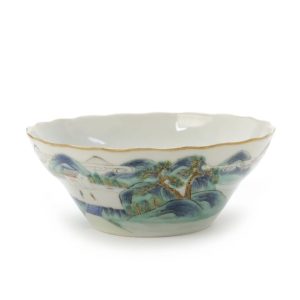 Chinese Qianjiang porcelain bowl – Landscape decoration – 19th century