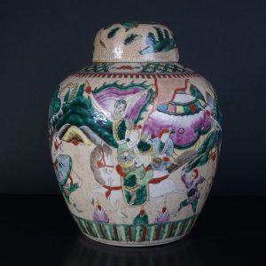 19th century Chinese Famille Verte Nanking crackle covered jar