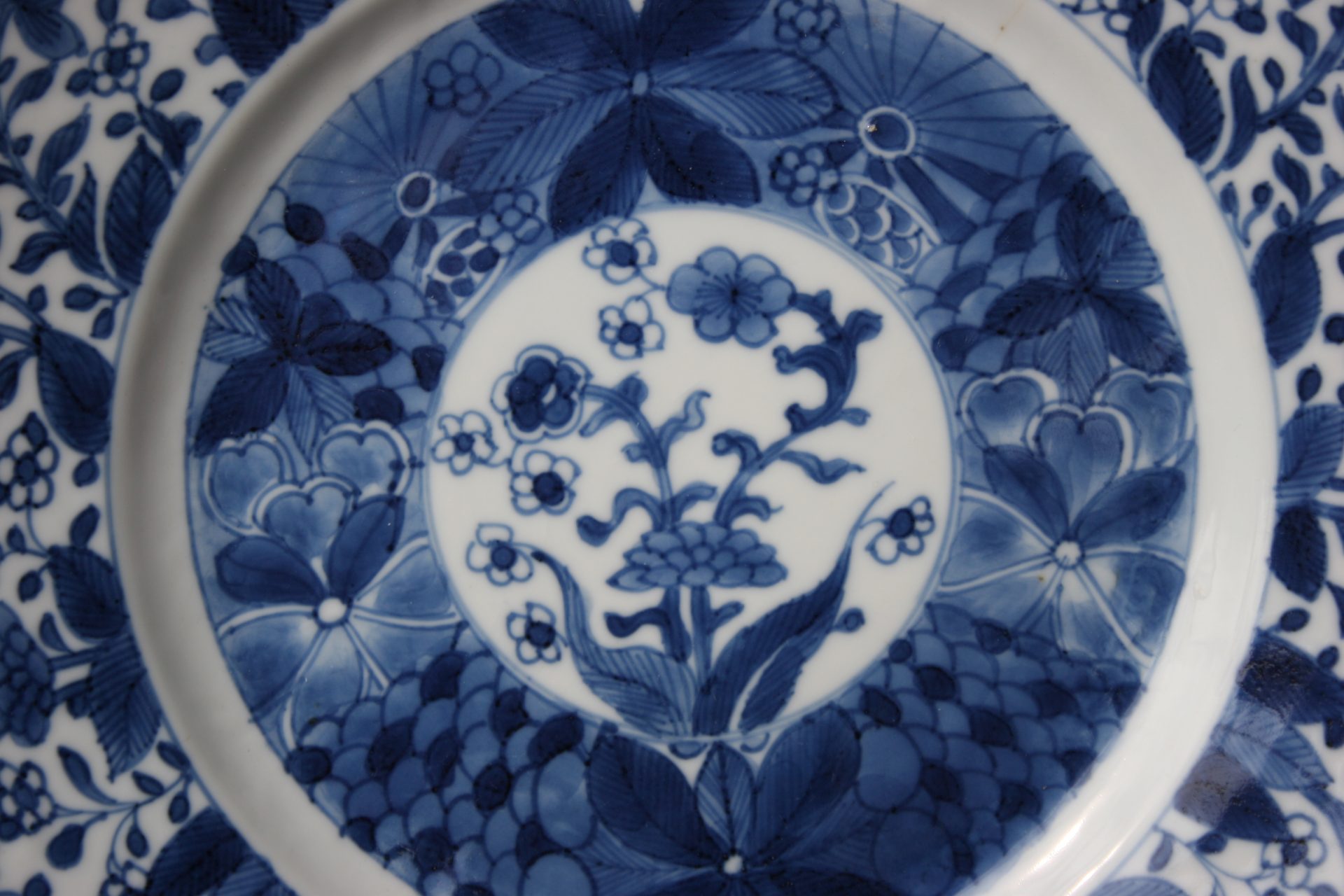 Chinese Old Marked Underglaze Blue And Red Phoenix Pattern Porcelain Plate 