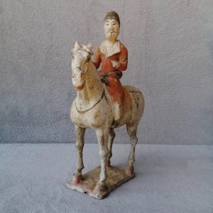 兵器彩绘陶器马术人物 – 唐代 （618-907） 中国 – TL 测试
