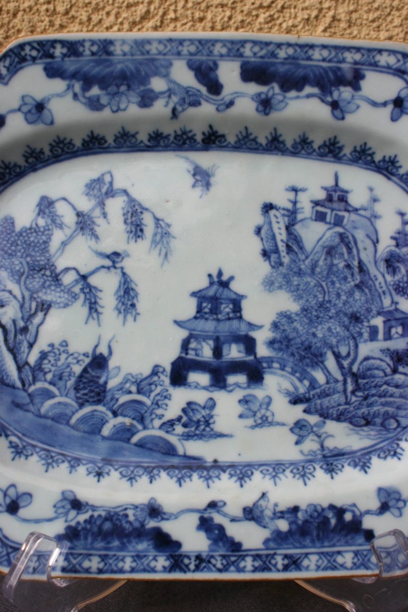 blue and white Chinese tray for sale
