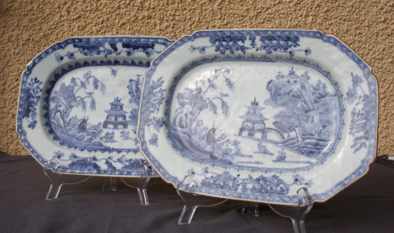 blue and white porcelain Chinese trays