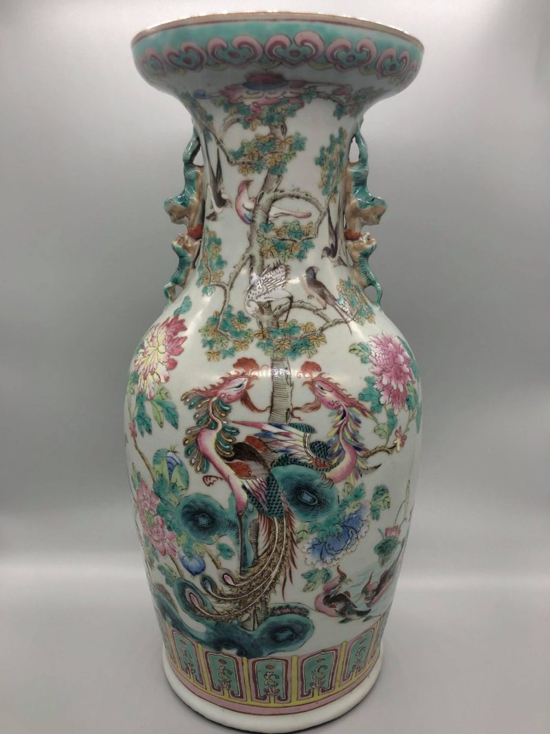 19th Century Famille Rose Phoenix Vase