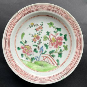 Antique Chinese famille rose plate, straits market, Peranakan, Bencharong #750