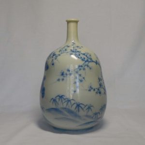Seto double-gourd blue and white 3 friends of winter vase.