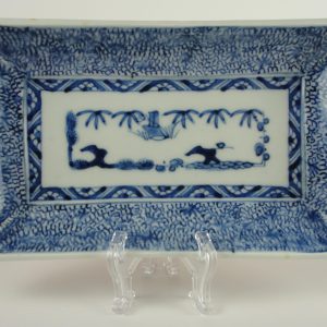 Blue and White Japanese Porcelain Nagazara (Long Dish), Early 19th C.