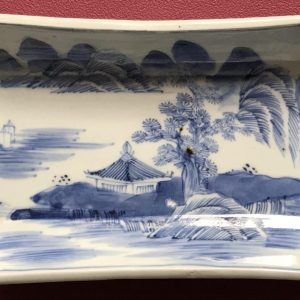 Lovely 18th Century Japanese Nagazara (Long Dish) w/Painted Seascape