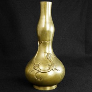 Japanese Bronze Dragon Vase Gourd Shaped Meiji Period