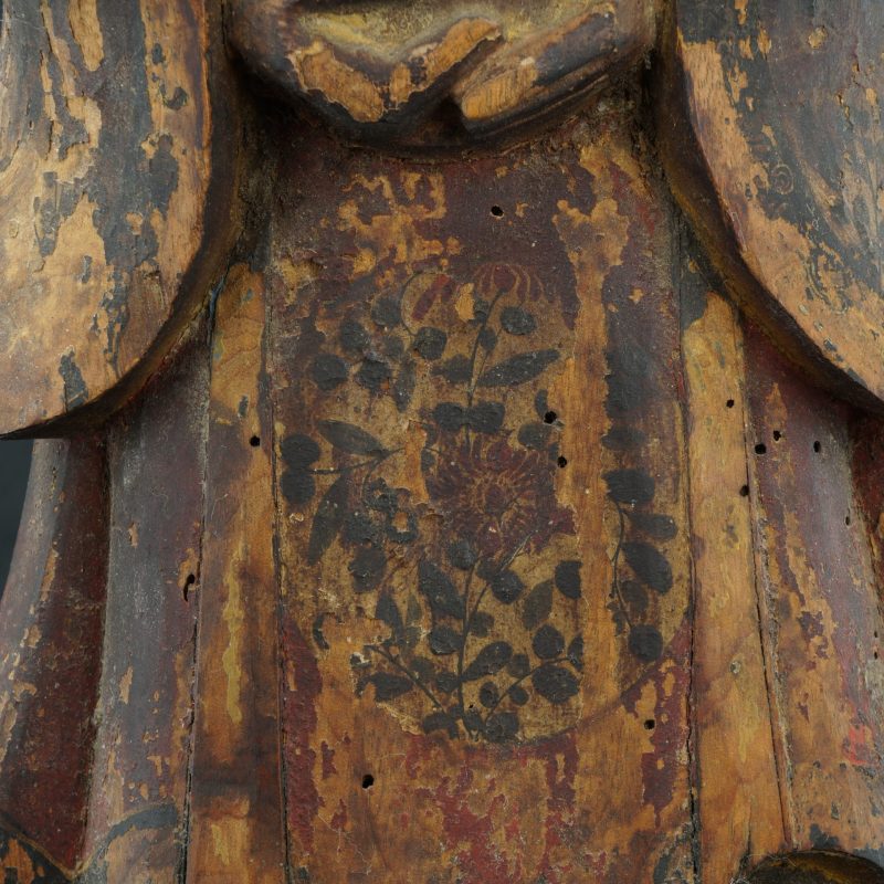 Grand bois laqué Ming chinois Figure 15ème / 16ème siècle