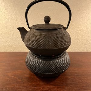 Antique Japanese Cast Iron Signed Teapot with Cast Iron Tea Burner