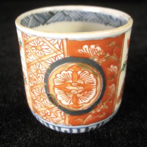 Antique Japanese Edo Era (c. 1850) Ceramic Aka-Imari Ochoko / Guinomi Sake Cup 2″ 猪口