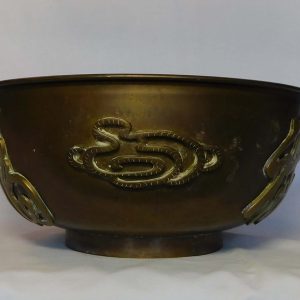 Bronze basin with cloud and calligraphy appliques