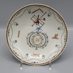 Monogrammed Chinese Export Porcelain Masonic Cup and Saucer