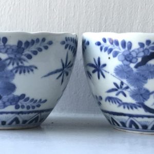 An Exquisite Pair of Blue and White Japanese Porcelain Cups, c.1730-80