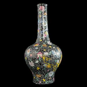Chinese Famille Noir Marked Bottle Vase Republic Period
