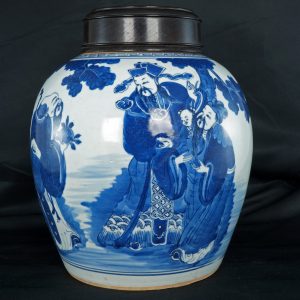 Large Chinese 19th C Ginger Jar of Immortals