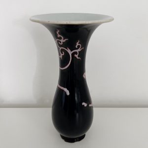 Chinese Antique Black Glazed Porcelain Qing Dynasty Vase “9” (H) #J220305