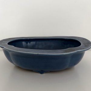 Chinese Antique Monochrome Blue Porcelain Hoi Tong Planter “10 3/4” (W) #J220310