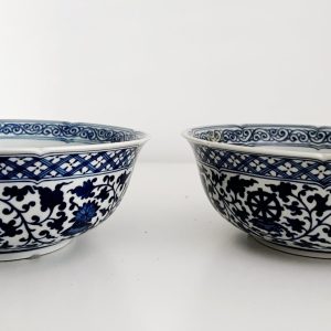 Chinee Antique 20th C B&W Imperial Porcelain Bowls 1 pair “8.5”(H) #J220312