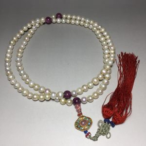 Collier de perles Rare Palace 108 antique chinois – avec rubis et pierres précieuses