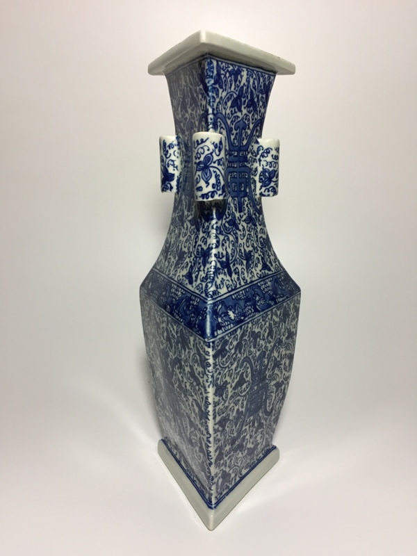 Antique Chinese Blue & White Porcelain Wall Hanging Vase