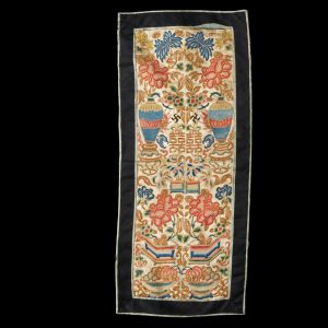 Chinese Silk Sleeve Bands with Forbidden Stitch 19th C