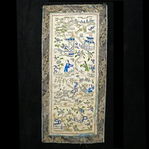 Chinese Embroidered Silk Sleeve Panels Beauties in Garden Late Qing