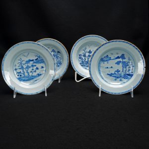 Set of Four 18th Century Chinese Export Blue and White Bowls