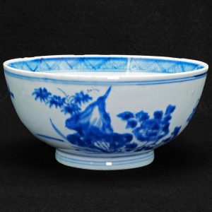 Chinese Kangxi Blue and White Bowl Rock and Peony Design Circa 1700