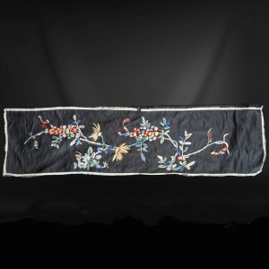 Chinese Black Silk Embroidered Panel Late Qing/Republic