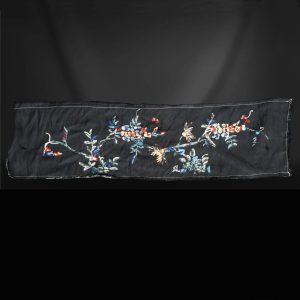 Chinese Black Silk Embroidered Panel Late Qing/Republic